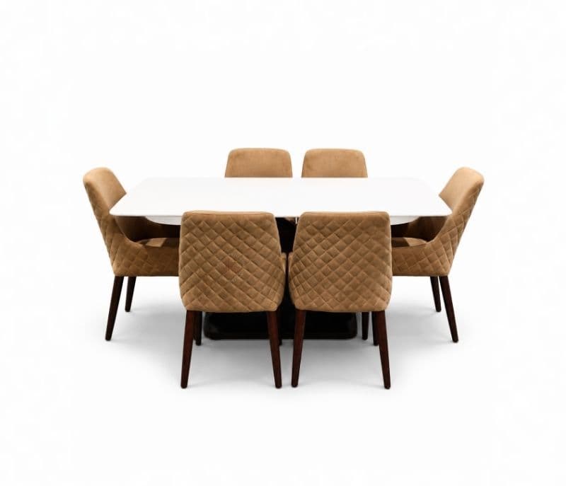 Image 5 for DT52/DC364/SWIS. RMR Dining Table 1+6 Seater Marble Top (BS-CP)