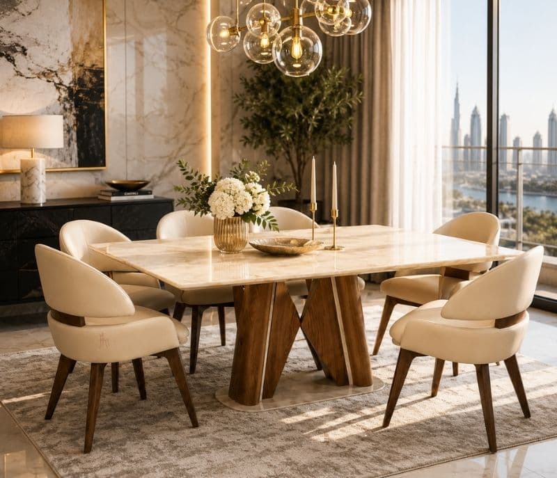 Image 1 for 1090/2581 Imported Dining Table 1+6 Seater Marble Top