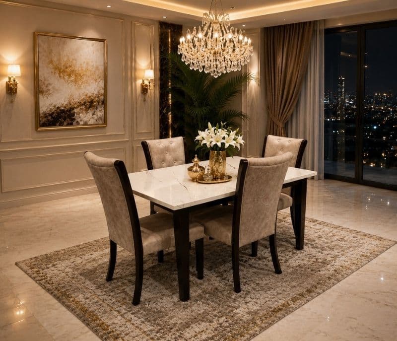 Image 3 for New Model/Art Marble Dining Table 1+4 Seater Marble Top