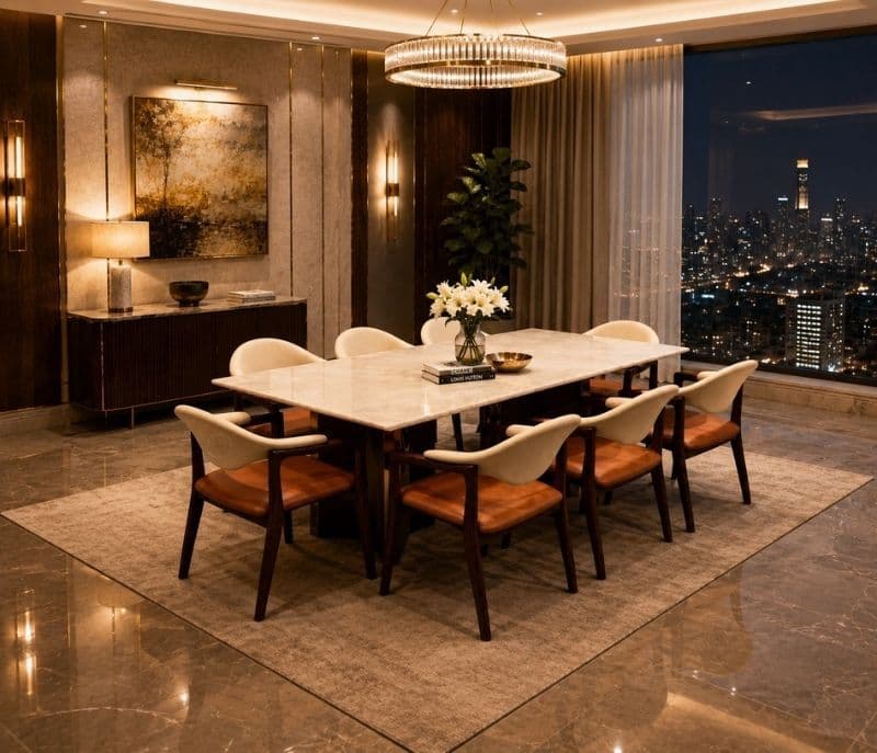 Image 4 for DT44/DC1053/Antiq (7×3.5 Feet) RMR Dining Table 1+8 Seater Marble Top (BS-CP)