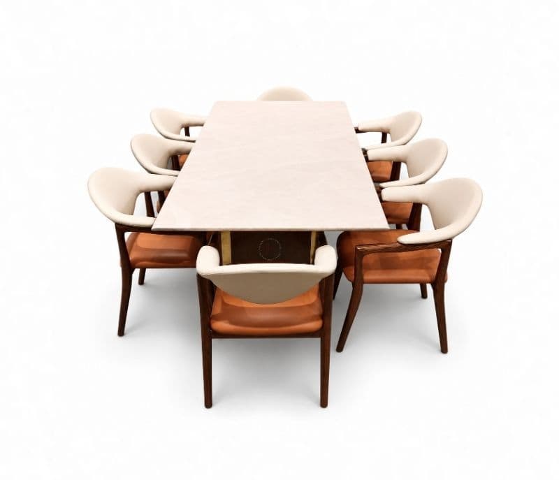 Image 5 for DT44/DC1053/Antiq (7×3.5 Feet) RMR Dining Table 1+8 Seater Marble Top (BS-CP)