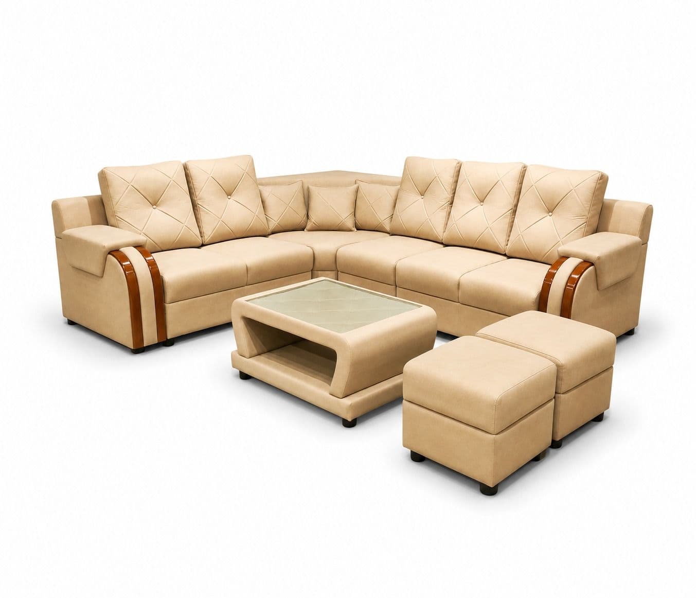Image 4 for Regalia Luxa Sofa 2+2+1+C+Center table +2 Puffy Micro Suede Fabric (BTM)
