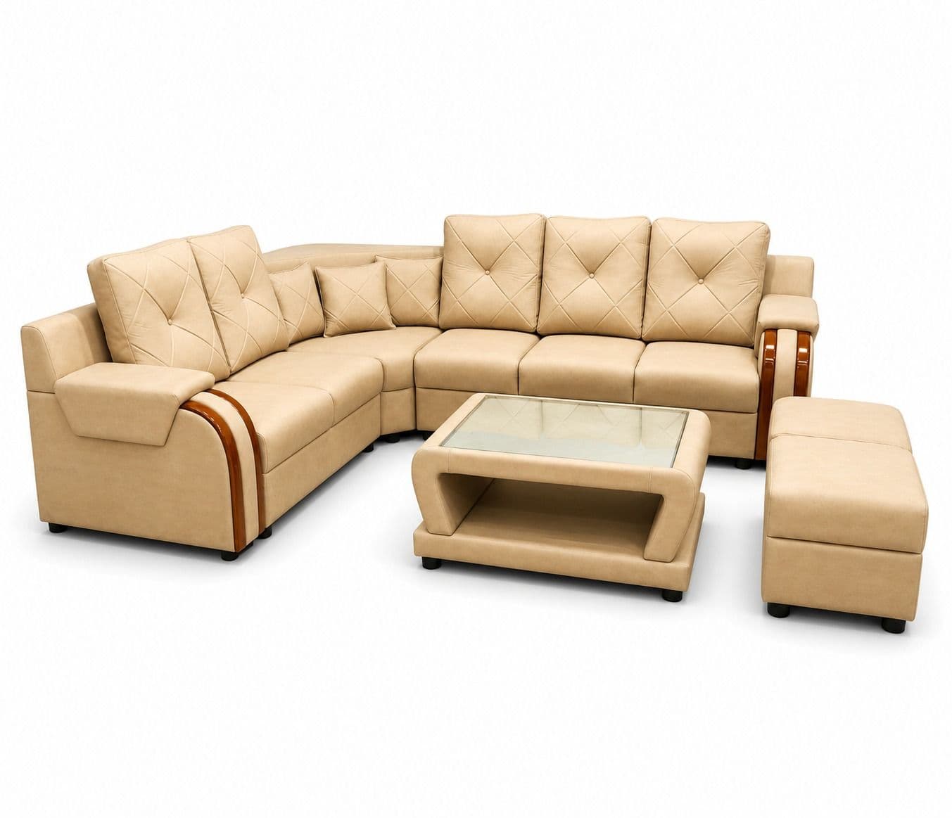 Image 3 for Regalia Luxa Sofa 2+2+1+C+Center table +2 Puffy Micro Suede Fabric (BTM)