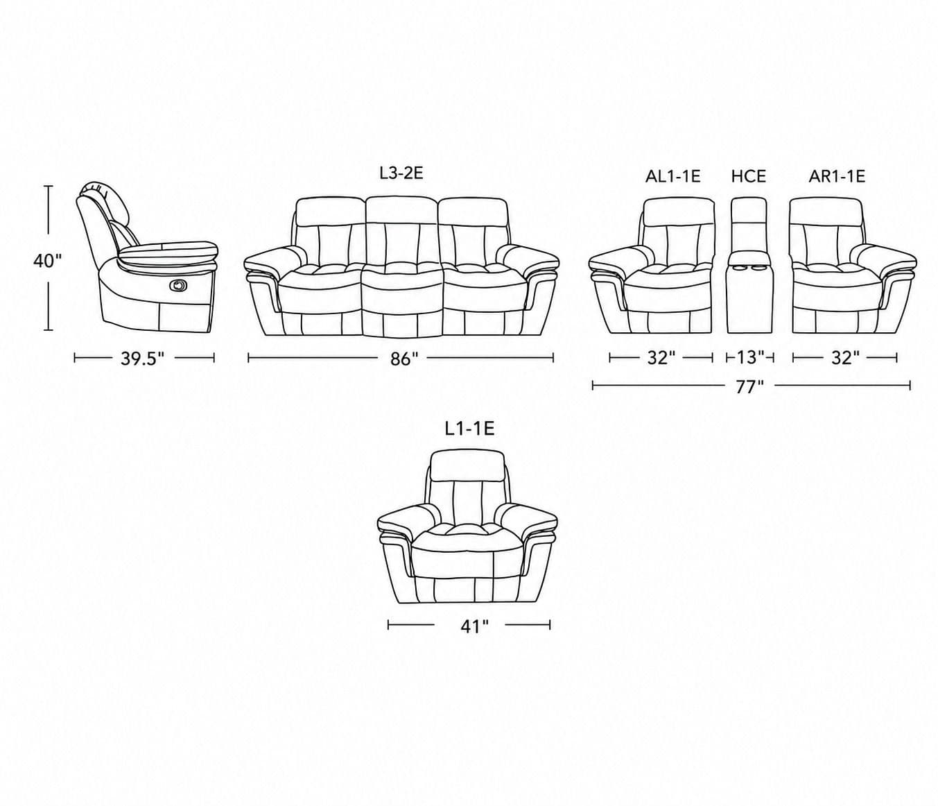 Image 24 for UXW9020M Single Seater Power Recliner Leather (WH)
