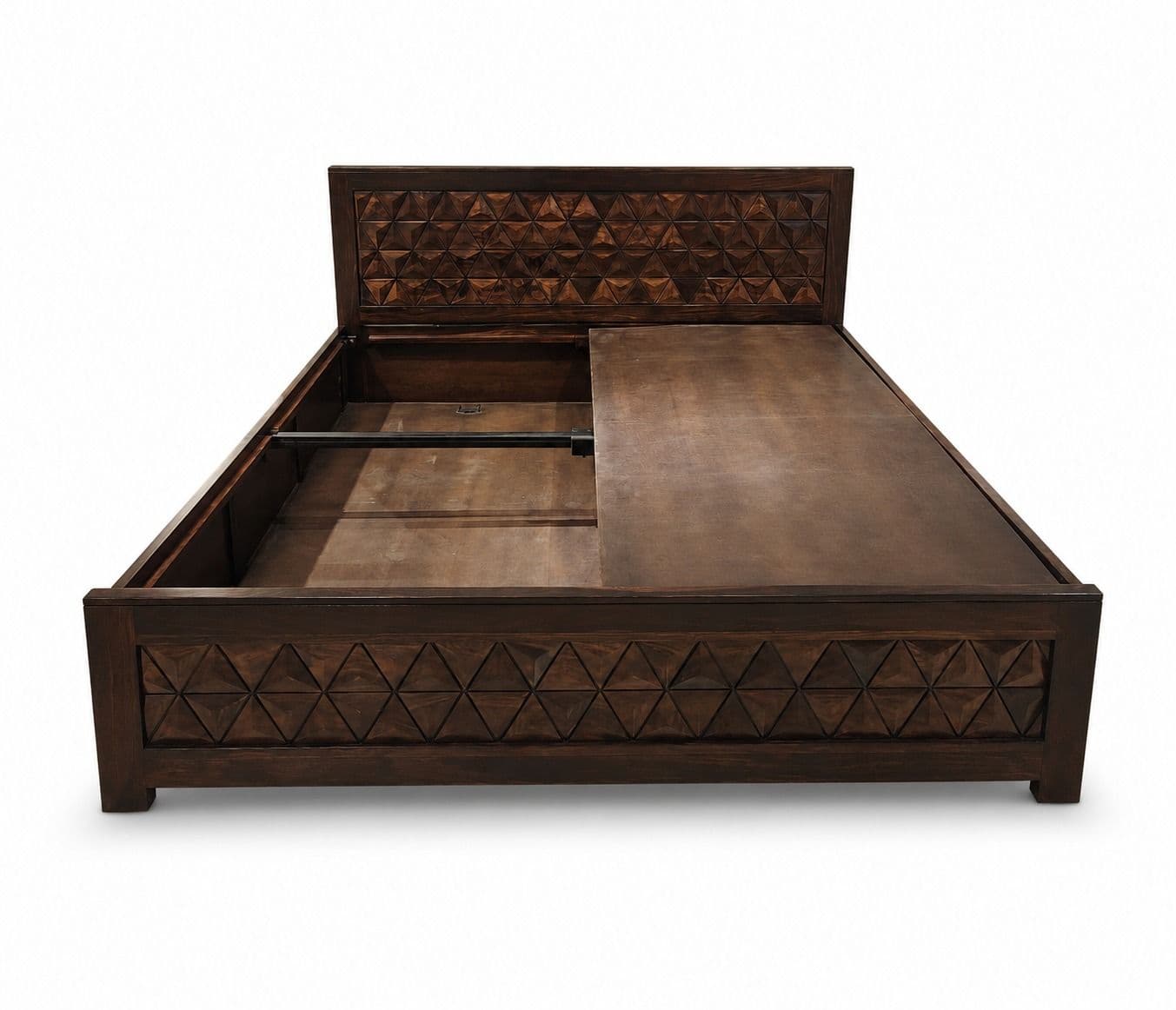 Image 6 for Pyramid King Size Bed With Storage Sheesham & Ply On Top (WF)