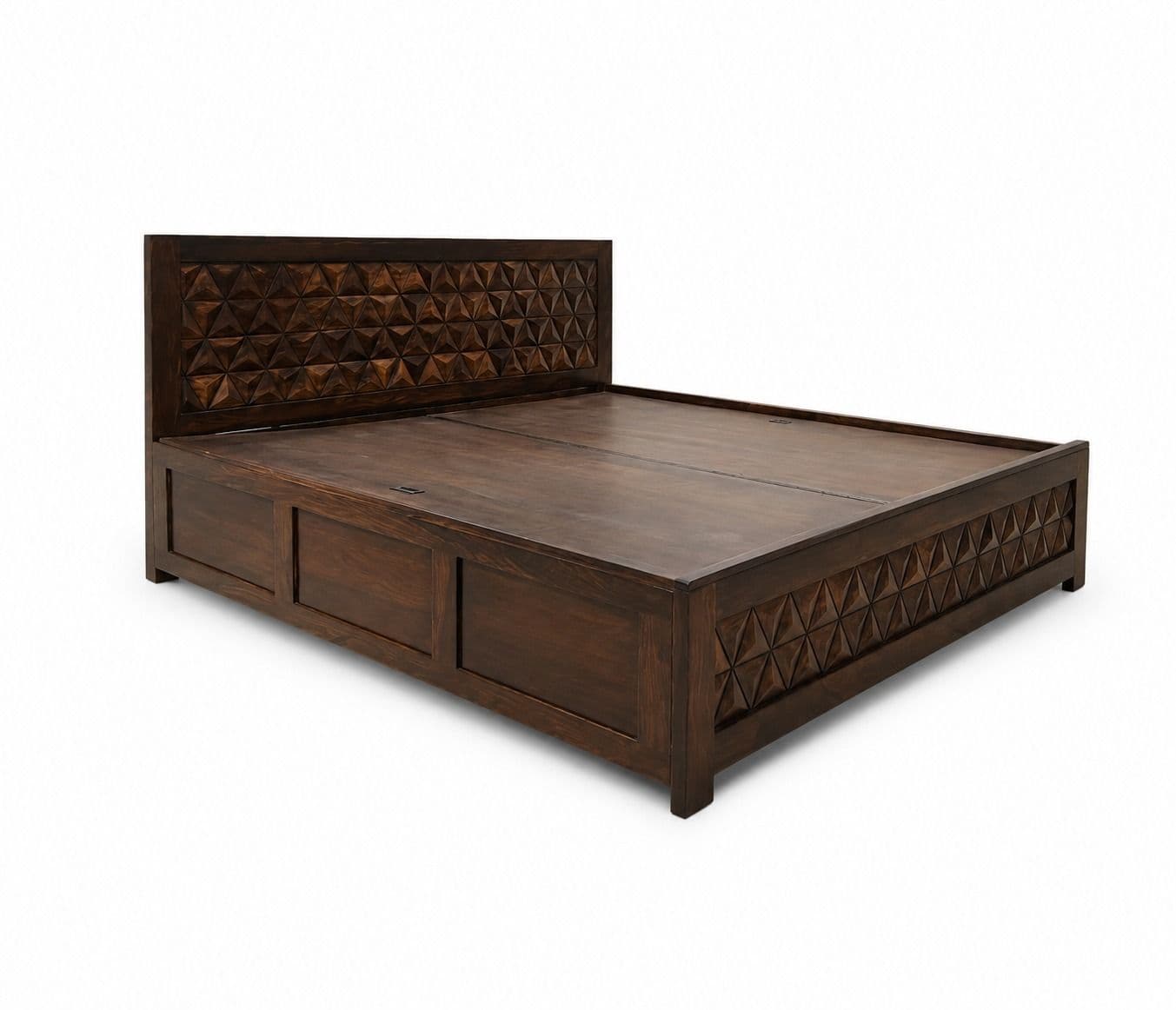 Image 3 for Pyramid King Size Bed With Storage Sheesham & Ply On Top (WF)