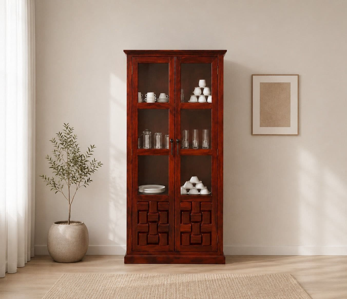 Image 1 for 2 Glass Door Niwar Almirah Sheesham Wood (BGPKU) (OWD)