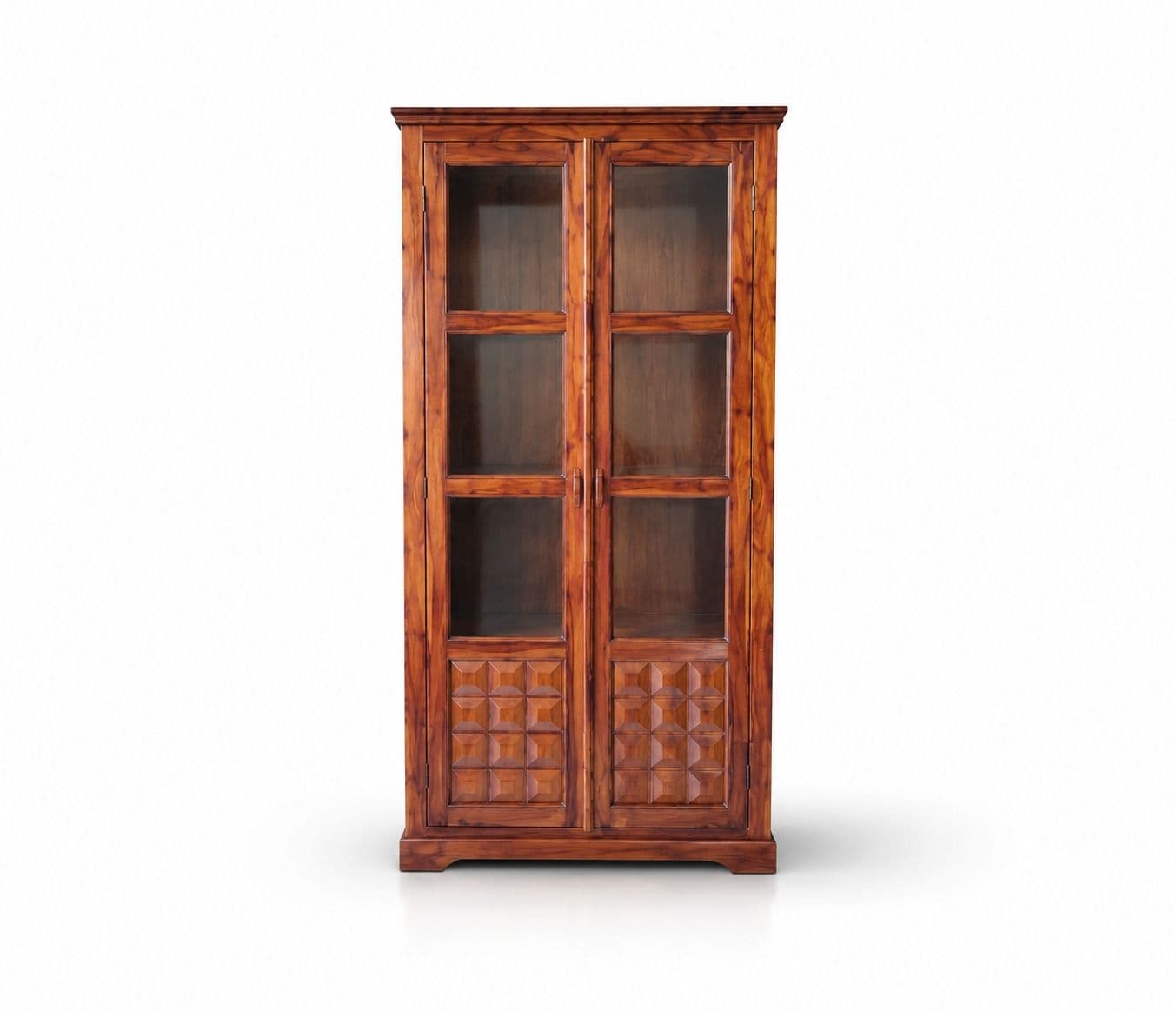 Image 2 for 2 Glass Door Diamond Almirah Sheesham Wood (BGPKU) (OWD)