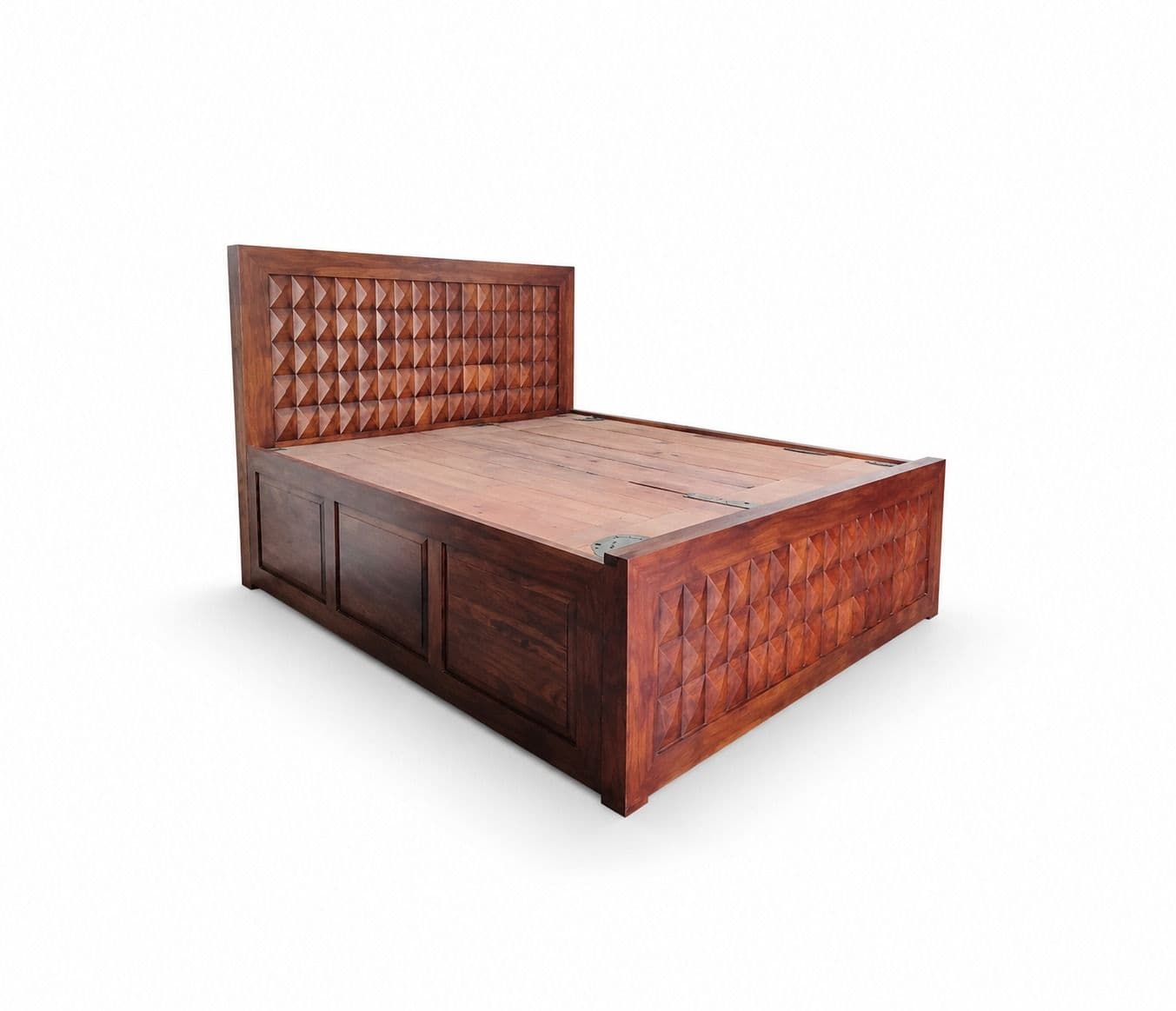 Image 2 for Diamond Queen Cot With Box Storage Sheesham Wood (BGPKU) (OWD)