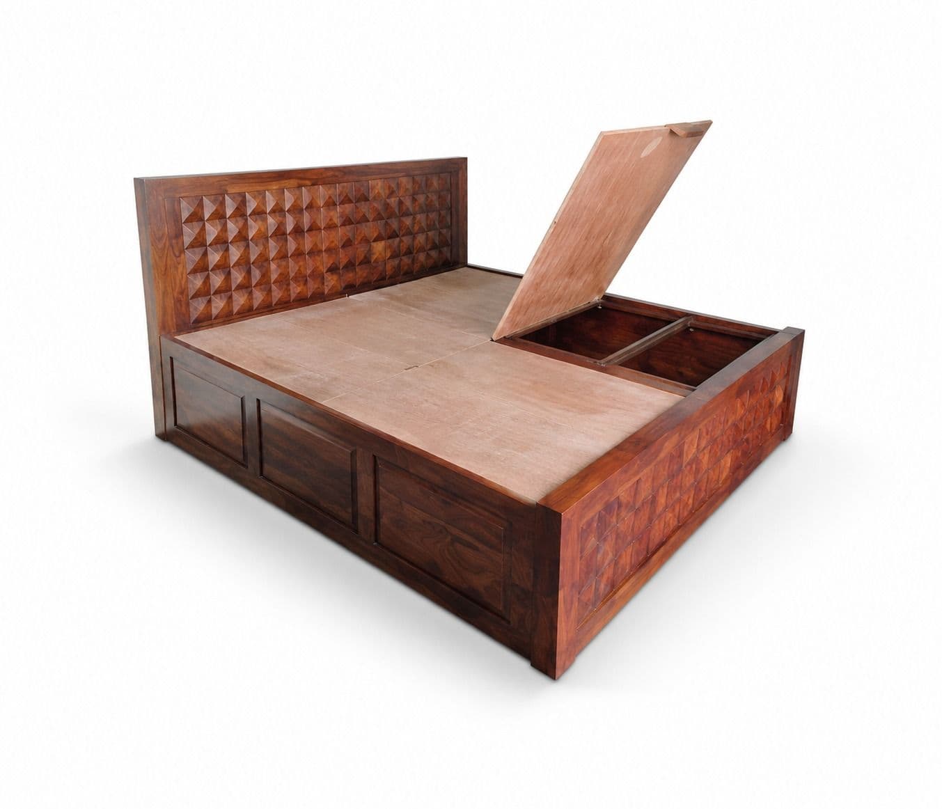 Image 4 for Diamond Queen Cot With Box Storage Sheesham Wood (BGPKU) (OWD)