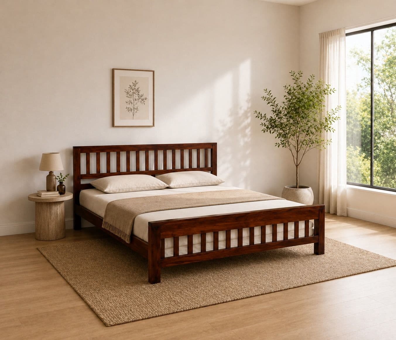 Image 1 for Vertical Strip Queen Cot Sheesham Wood (BGPKU) (OWD)