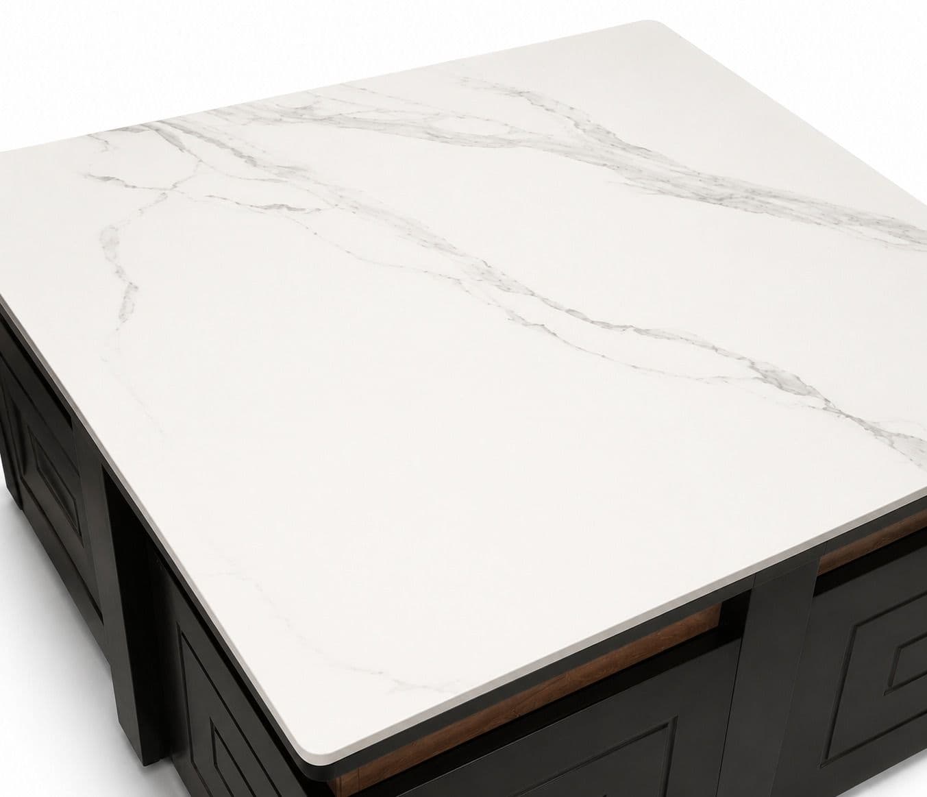 Image 8 for Dino Center 3636 Table With 4 Puffys Marble Top With Wooden Base (HYD)