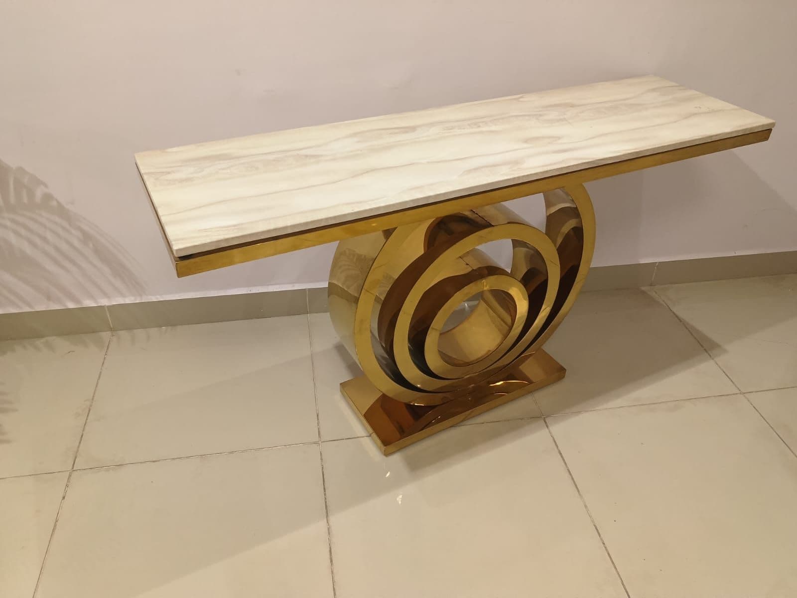 Image 9 for Console 58 Composite Marble Top With Metal PVD Gold Base (HYD OTD)