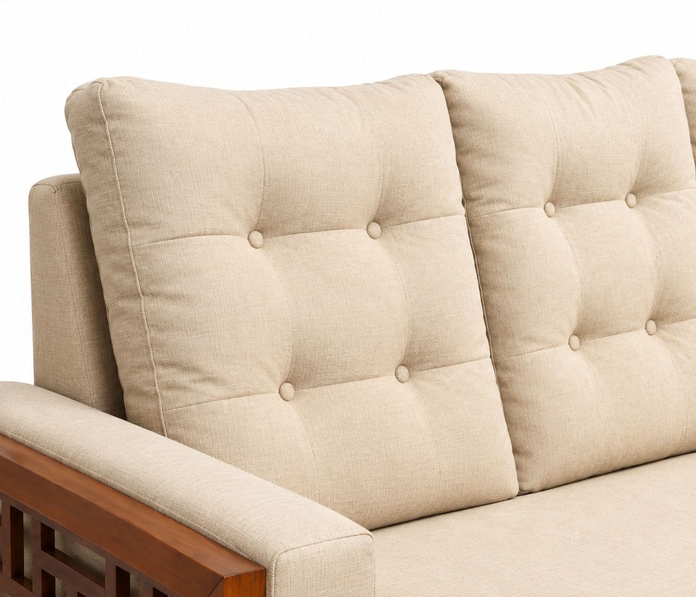 Image 13 for Estonia Sofa 3+ Lounger With 2 Seater High Density Foams And Micro Seude Fabric And Acacia Wood (BTM OTD)