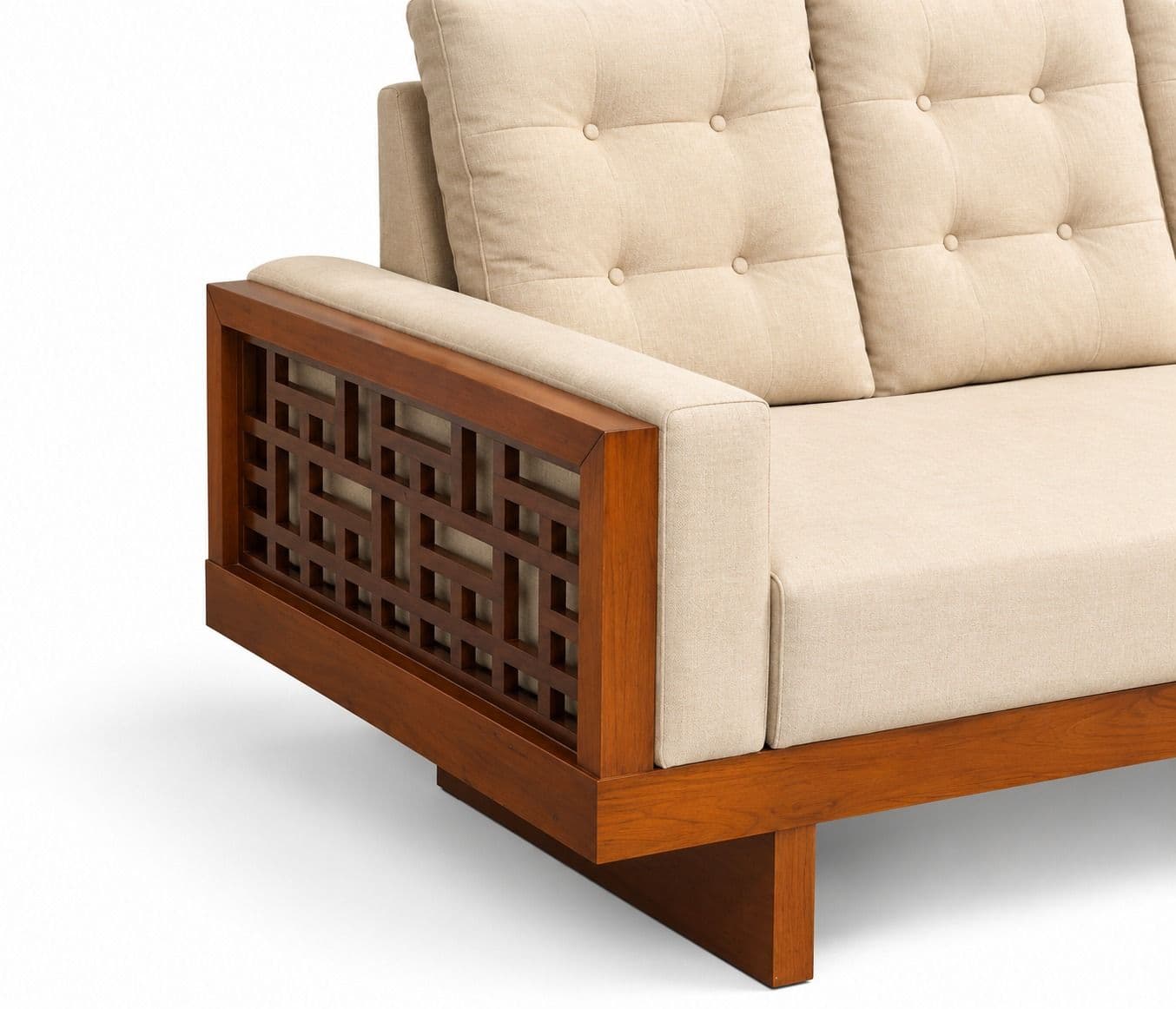 Image 12 for Estonia Sofa 3+ Lounger With 2 Seater High Density Foams And Micro Seude Fabric And Acacia Wood (BTM OTD)