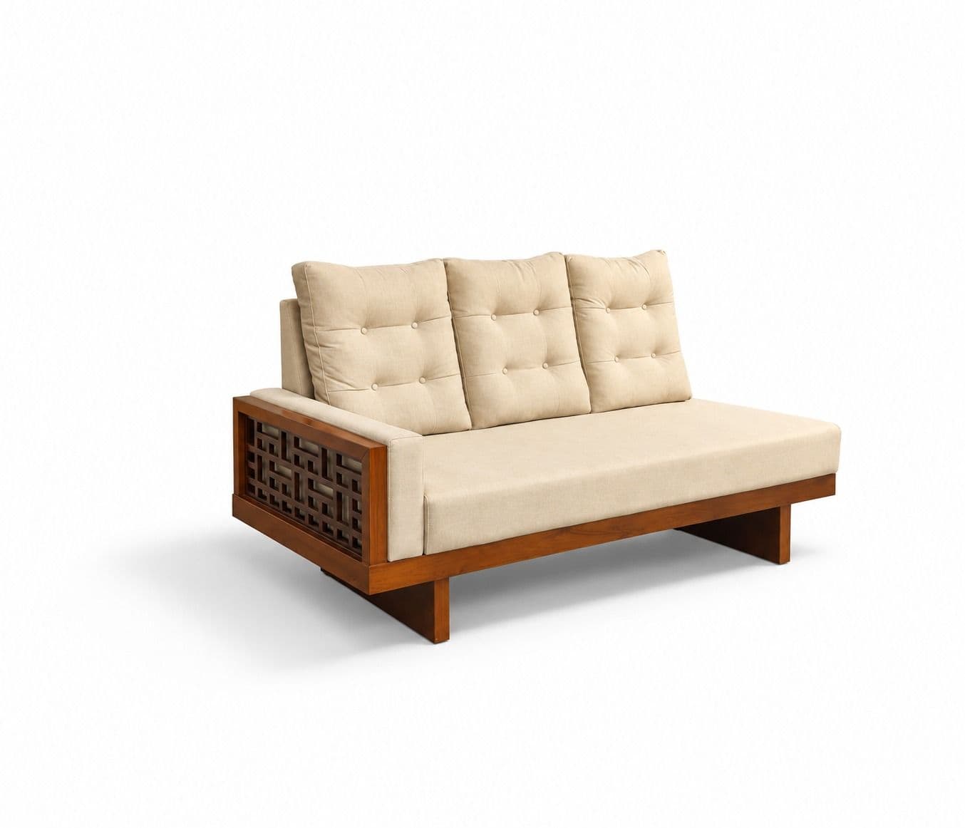 Image 8 for Estonia Sofa 3+ Lounger With 2 Seater High Density Foams And Micro Seude Fabric And Acacia Wood (BTM OTD)