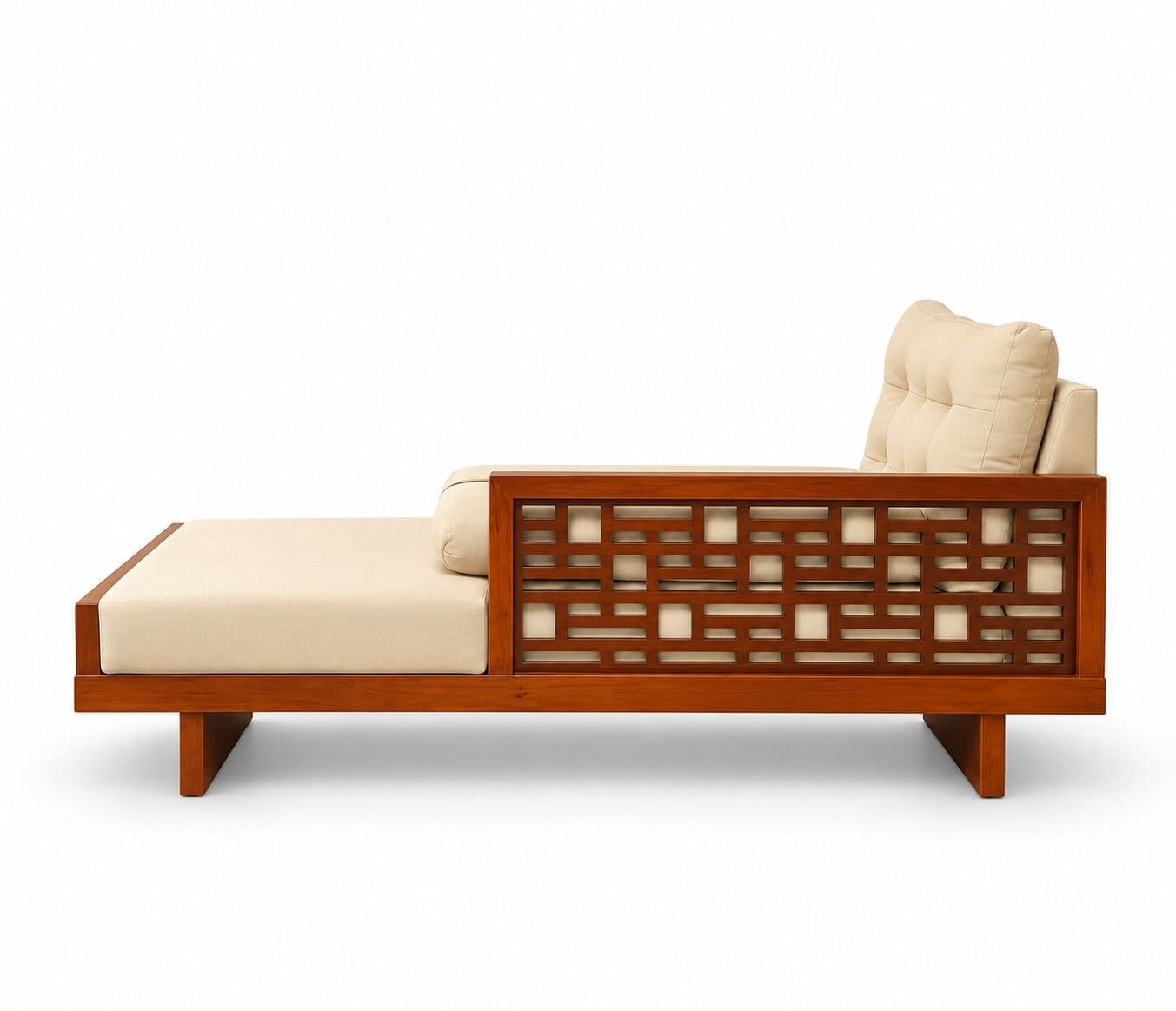 Image 21 for Estonia Sofa 3+ Lounger With 2 Seater High Density Foams And Micro Seude Fabric And Acacia Wood (BTM OTD)