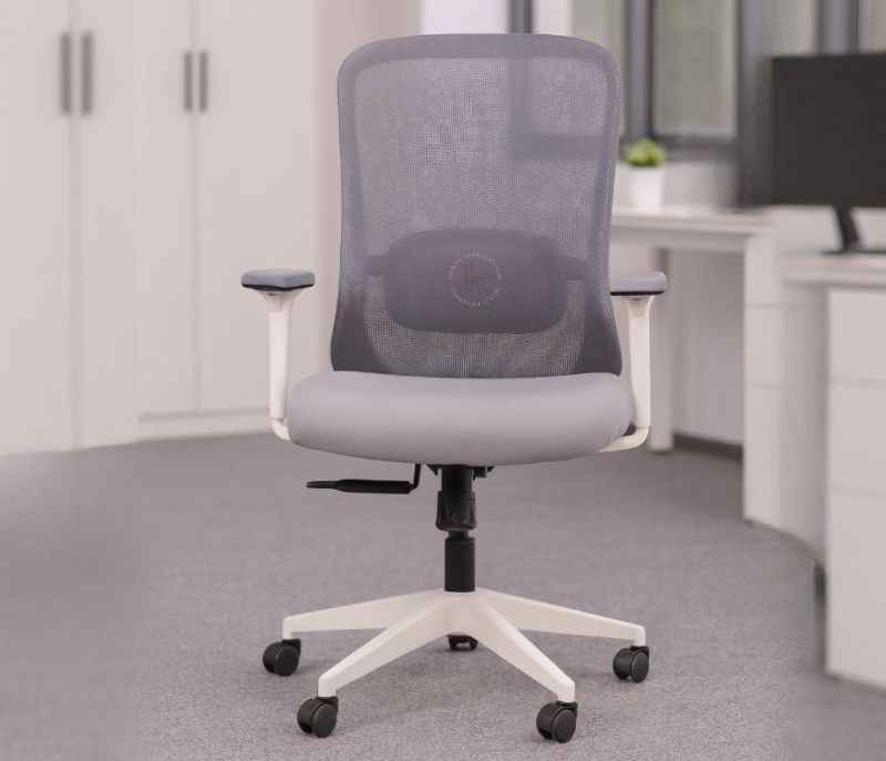 Image 1 for Hawk MB Grey White Ergonomic High-Back Mesh Office Chair Adjustable Height Revolving Study Work from Home Chair Computer Desk Chair Back Lumbar Support Ergonomic Chair Tilting Arm Support