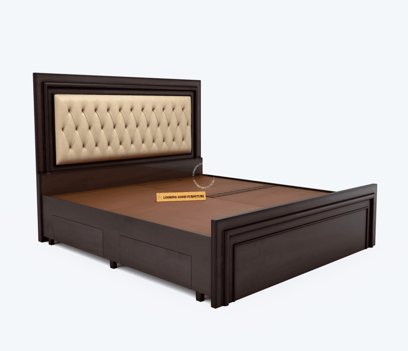 Image 2 for Beading King Size with Full Drawer Storage (High Density Ply Wood, Darl Brown)