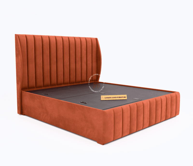 Image 2 for Jimmy Fully Upholstered Bed With Storage (King Size, Blue)