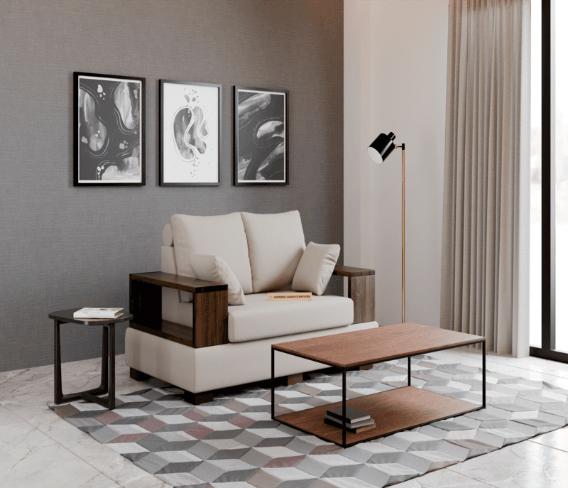 Box Sofa (Suede Velvet Fabric)