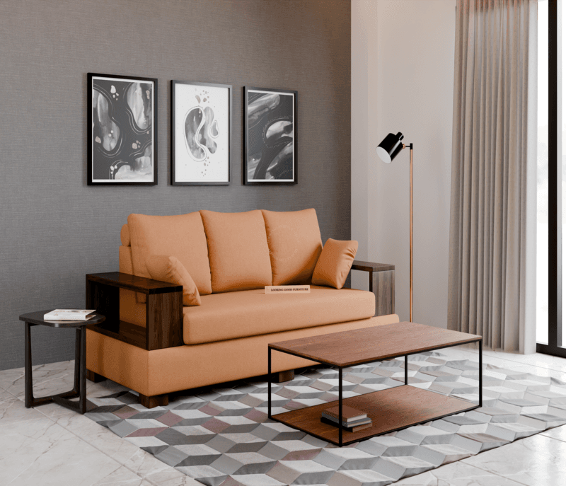 Box Sofa (Suede Velvet Fabric)