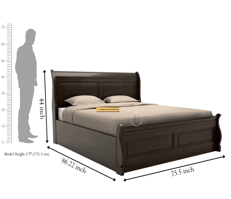 Image 5 for Trello Solid Wood Queen Size Bed Without Storage (Walnut Finish)