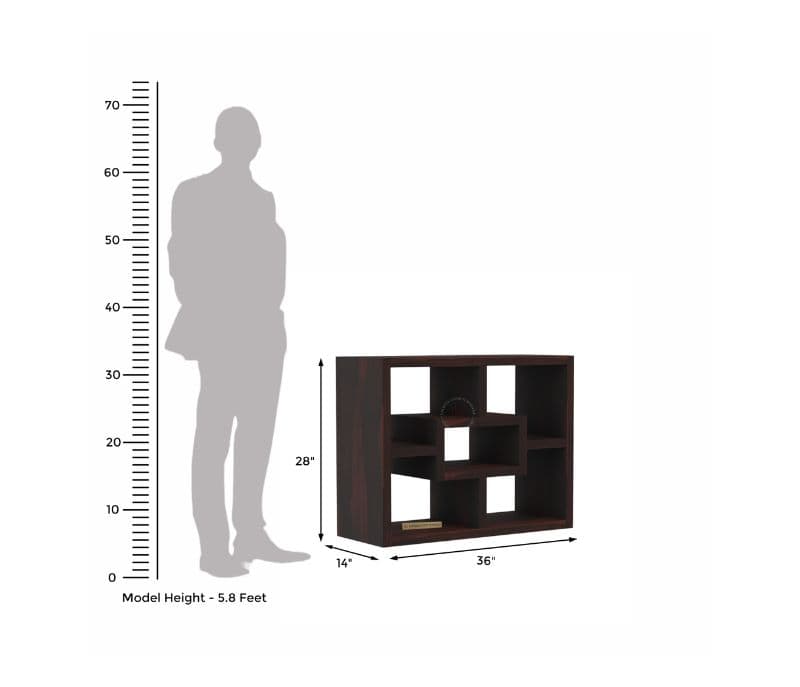 Image 7 for Cindra Sheesham Wood Display Unit With Open Storage (Walnut Finish)