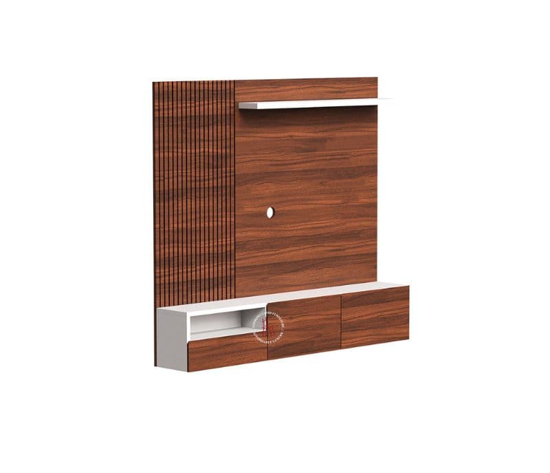 Image 2 for Henry Engineered Wood Wall-Mounted Tv Unit with Shelf & Drawers (Exotic Teak Finish)
