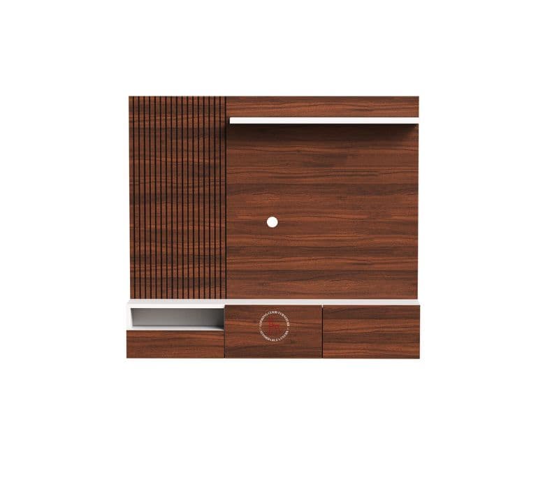 Image 3 for Henry Engineered Wood Wall-Mounted Tv Unit with Shelf & Drawers (Exotic Teak Finish)