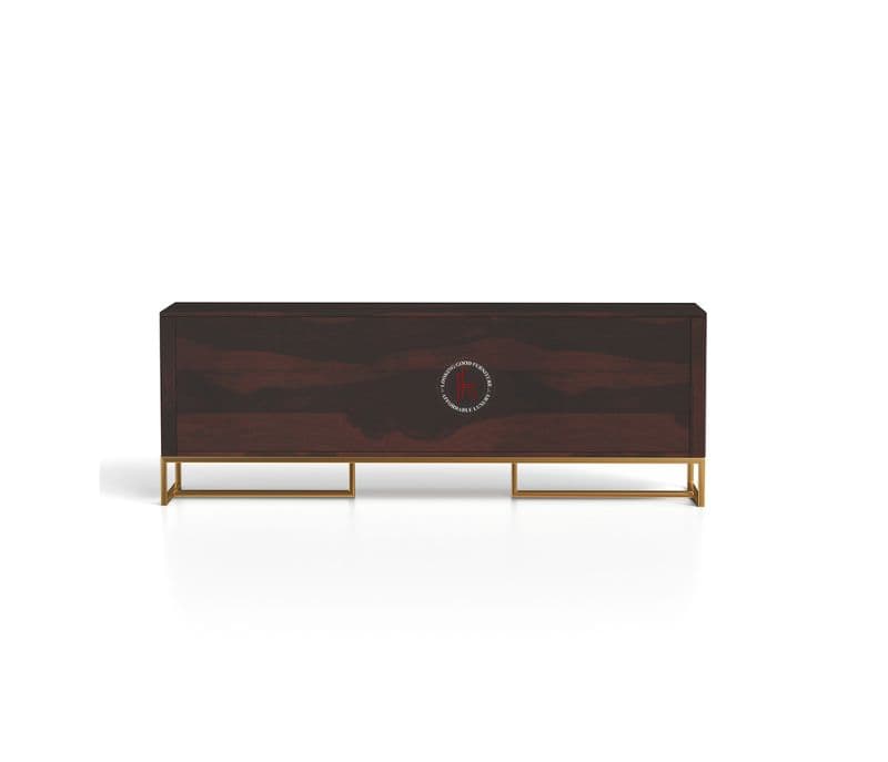 Image 4 for Jais Metal Base Sheesham Wood Tv Unit with Drawers and Cabinets (Honey Finish)