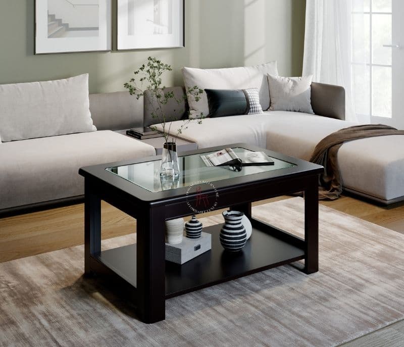 Image 1 for Jessa Glass Top Coffee Table (Walnut Satin) (WI)