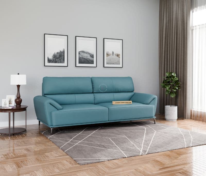 Image 2 for Florence Sleek Sofa 3+2 Seater Leatherette (Steel Blue) (HYD)