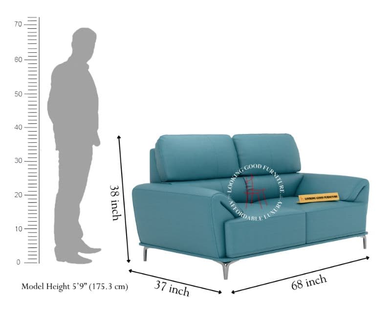 Image 11 for Florence Sleek Sofa 3+2 Seater Leatherette (Steel Blue) (HYD)