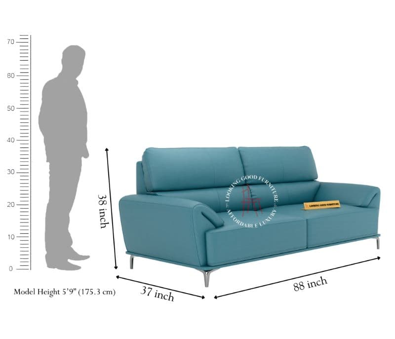 Image 10 for Florence Sleek Sofa 3+2 Seater Leatherette (Steel Blue) (HYD)