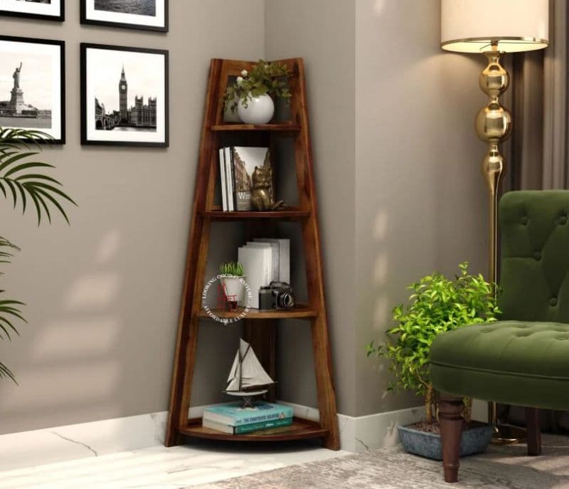 Image 1 for Serino Sheesham Wood Foldable Bookshelf (Teak Finish)