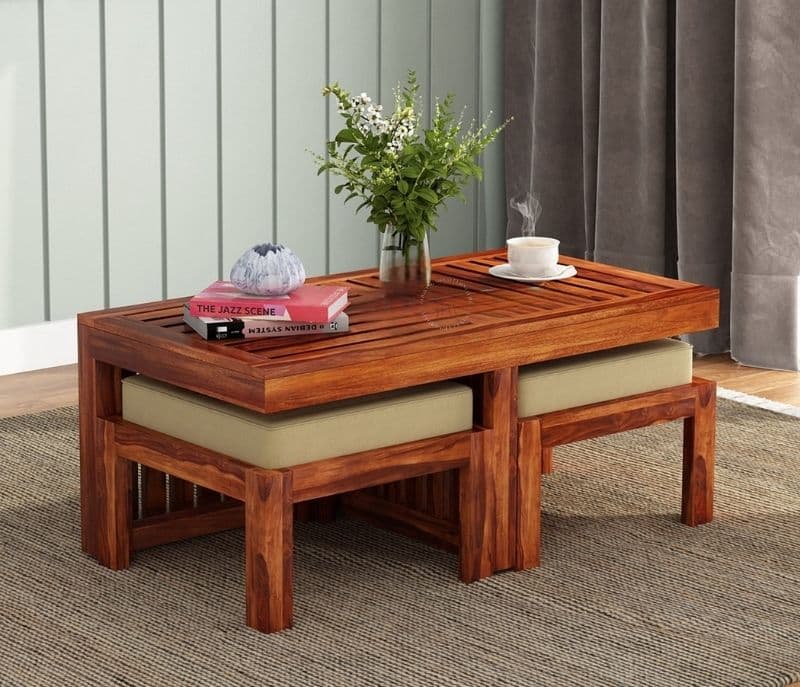 Image 1 for Classic Center Table With Stools (Honey Finish)