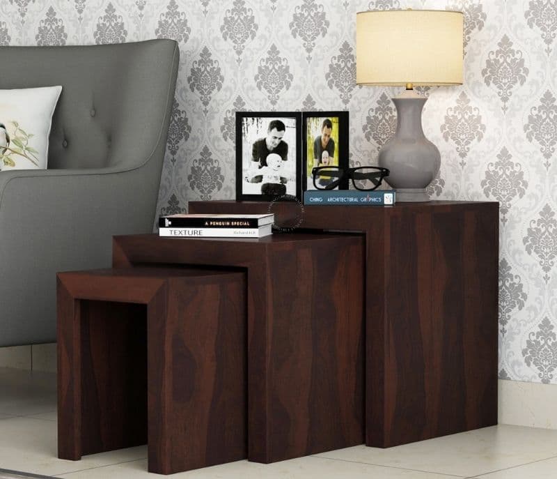 Image 1 for Ayotte Sheesham Wood Nest of Tables (Walnut Finish)