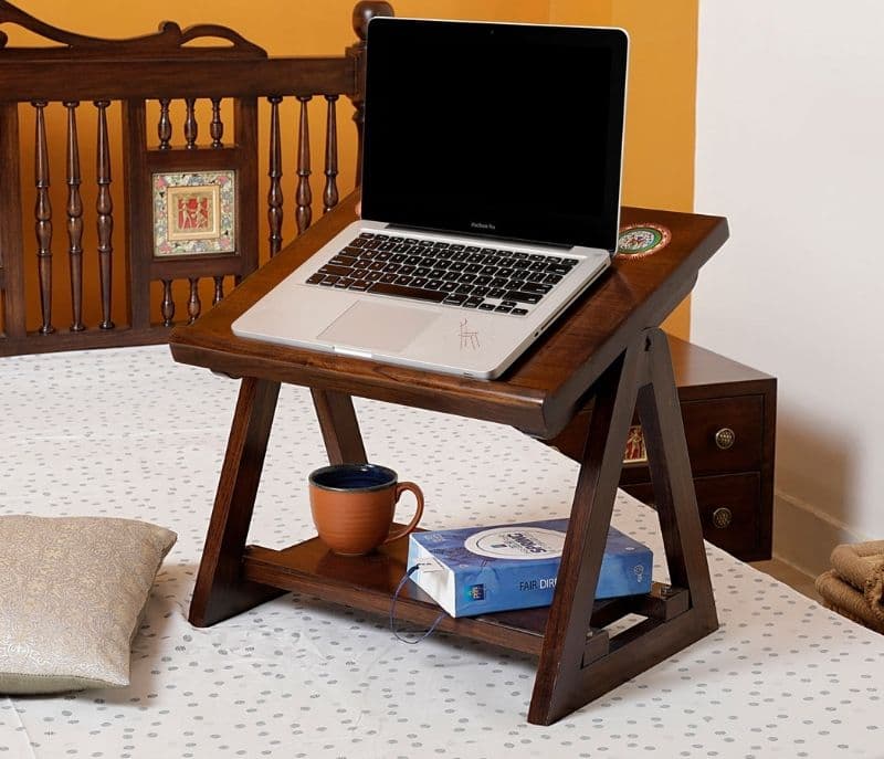 Caption End Table for Laptop in Teakwood with (Walnut Matte Finish)