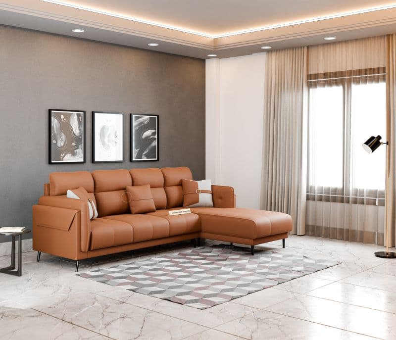 Austin Contemporary Sofa (Suede, Brown)(EC)(HYD)