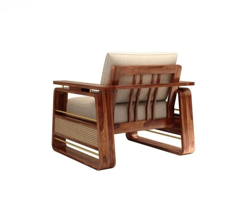 Image 13 for Vrinda Sheesham Wood Sofa with Cane and Brass Detailing