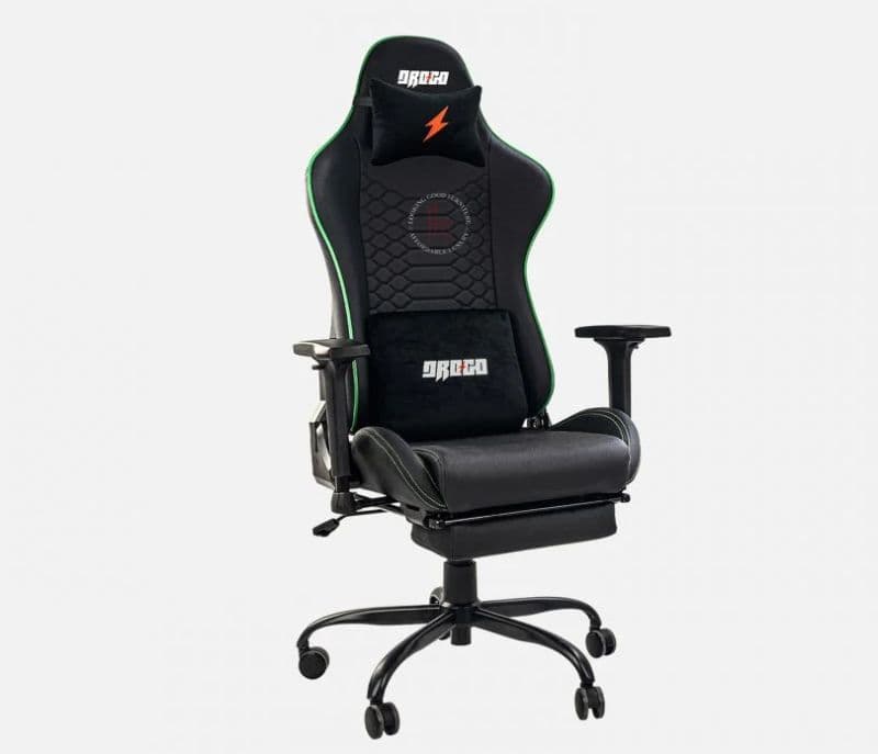 Image 7 for PU Leather Gaming Chair with Retractable Footrest ( Green )