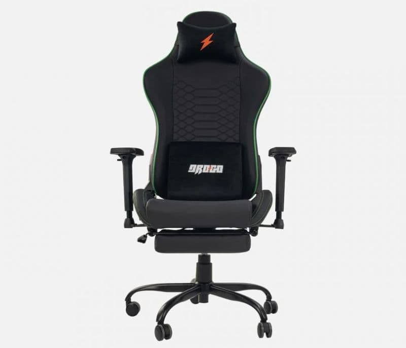 Image 6 for PU Leather Gaming Chair with Retractable Footrest ( Green )