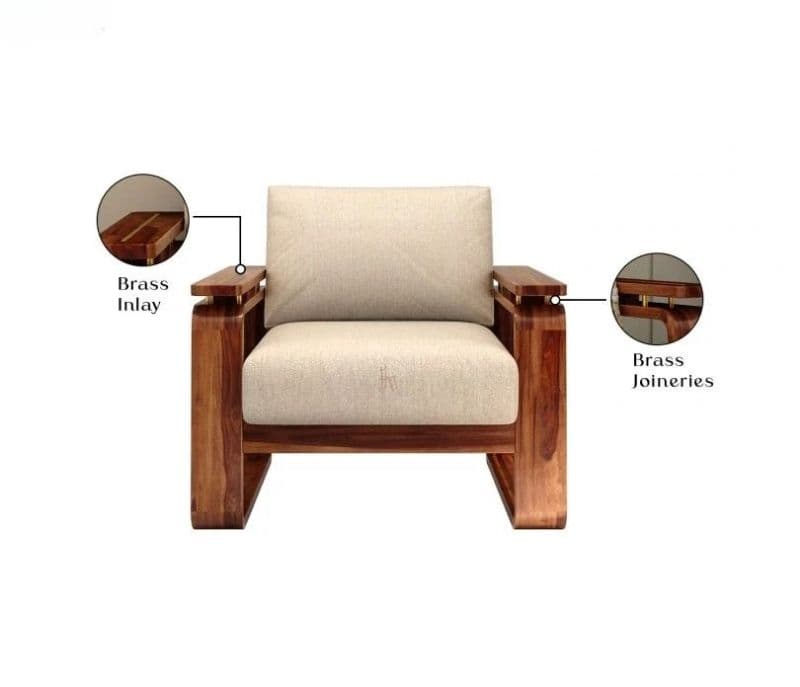 Image 11 for Vrinda Sheesham Wood Sofa with Cane and Brass Detailing