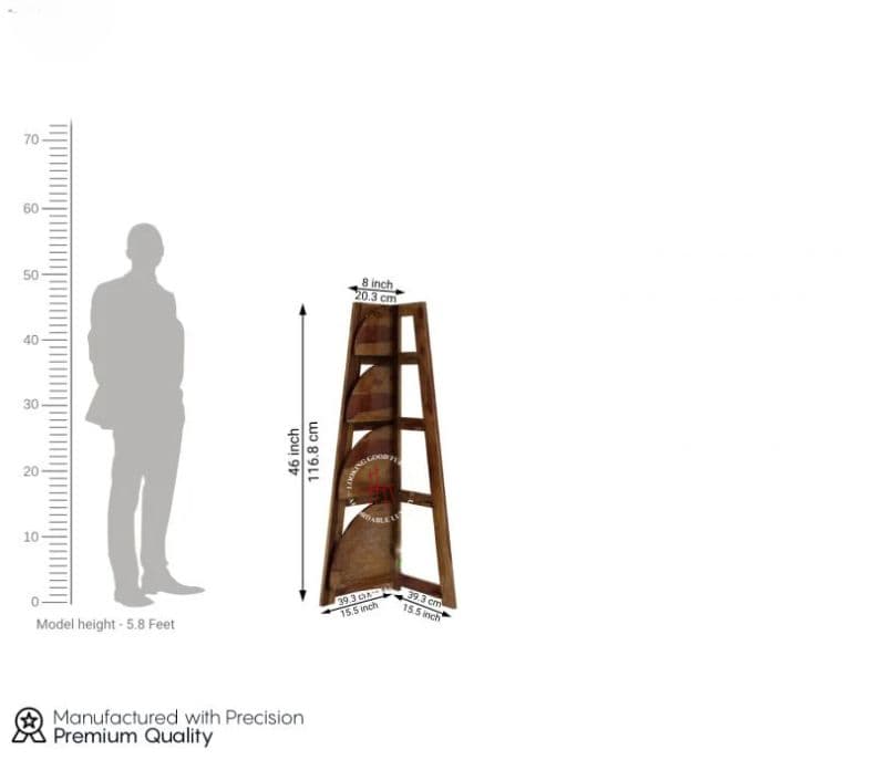 Image 10 for Serino Sheesham Wood Foldable Bookshelf (Teak Finish)