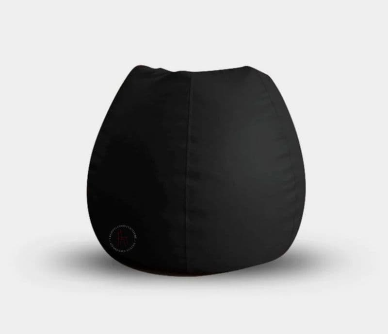 Image 5 for Leather Plain Solid Print Bean Bag Filled with Beans ( Black, XL )