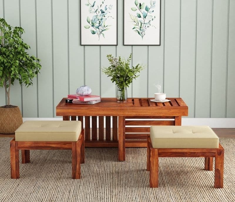Image 3 for Classic Center Table With Stools (Honey Finish)