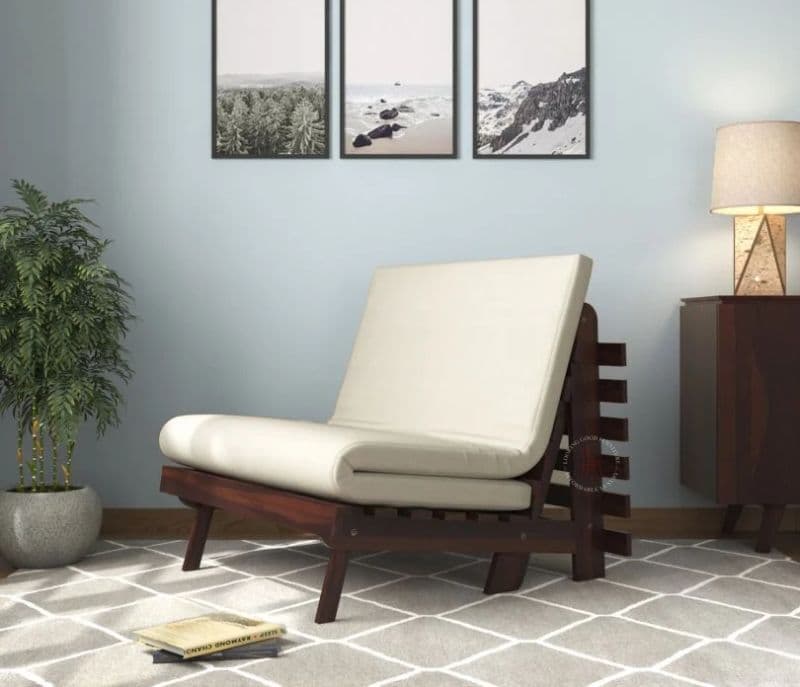 Image 1 for Javier Single Futon Bed ( Walnut Finish, Ivory Nude )