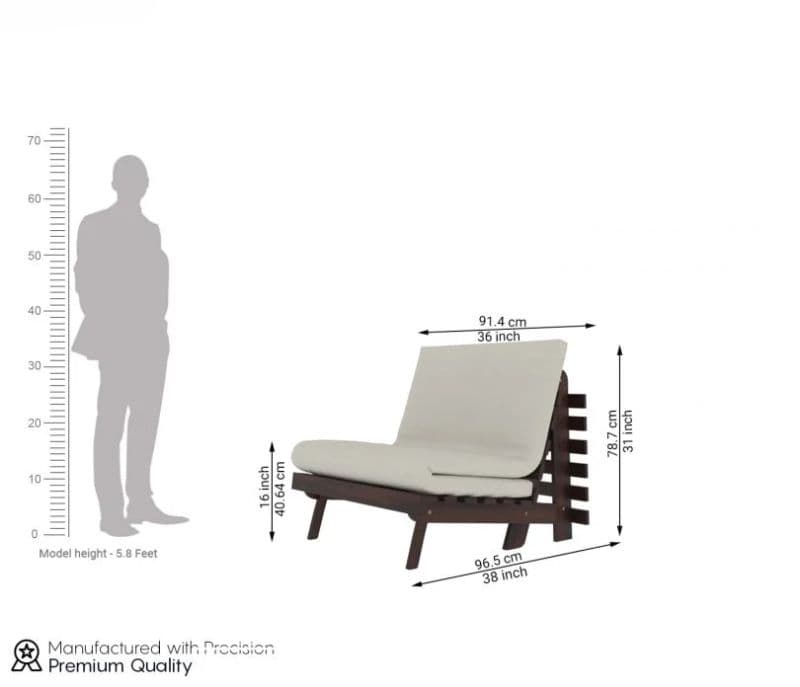 Image 6 for Javier Single Futon Bed ( Walnut Finish, Ivory Nude )