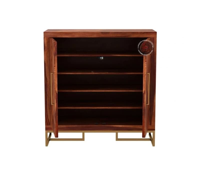 Image 3 for Premium Sheesham Wood Shoe Rack (Honey Finish)
